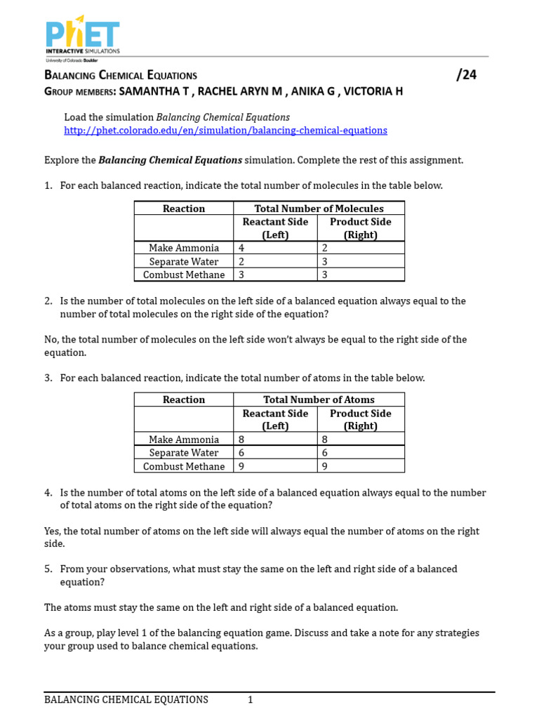 Balancing Chemical Equations Guide | PDF | Chemical Reactions | Chemistry