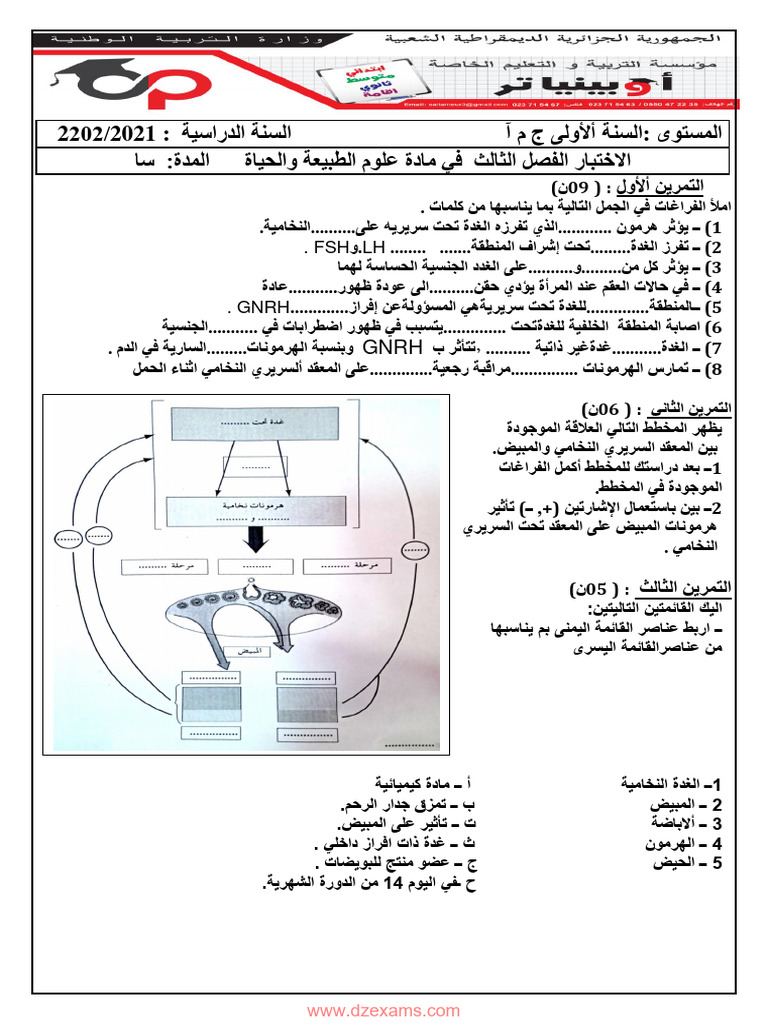 Dzexams 1as Sciences 1105704 | PDF