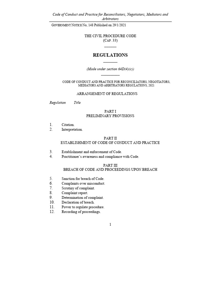 Code of Conduct for Mediators and Arbitrators | PDF | Mediation ...