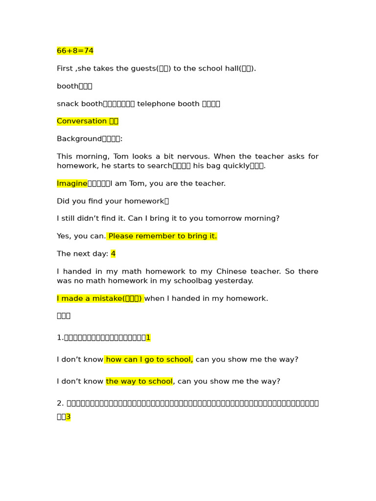 School Conversations and Vocabulary Guide | PDF