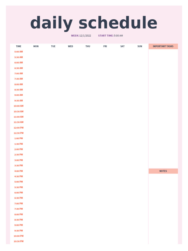 Weekly Daily Schedule Template | PDF