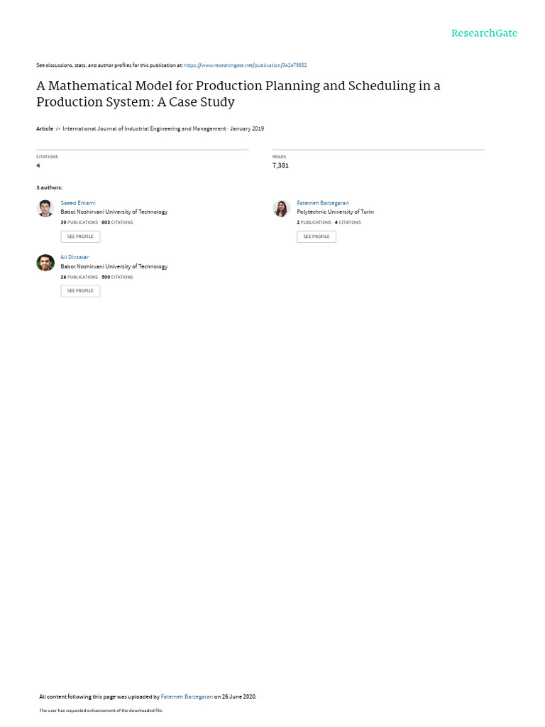 Production Planning & Scheduling Model | PDF