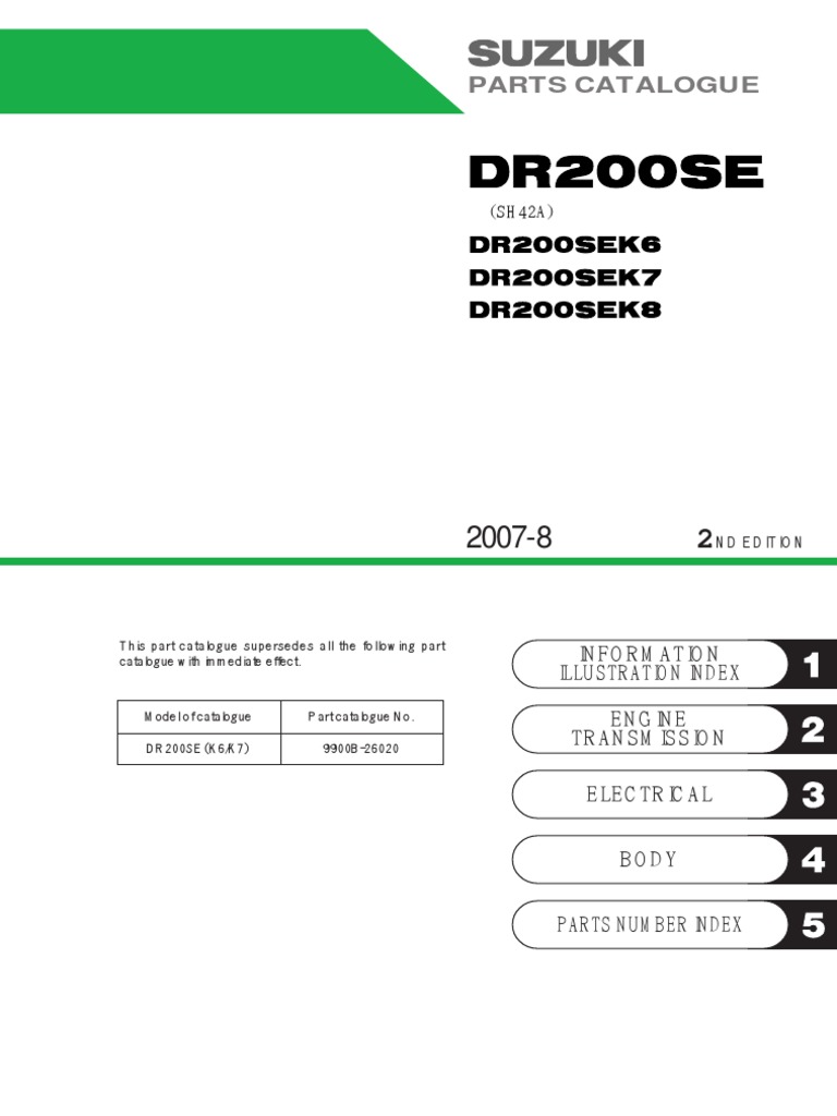 Suzuki DR200SE Parts Catalogue | PDF | Screw | Washer (Hardware)