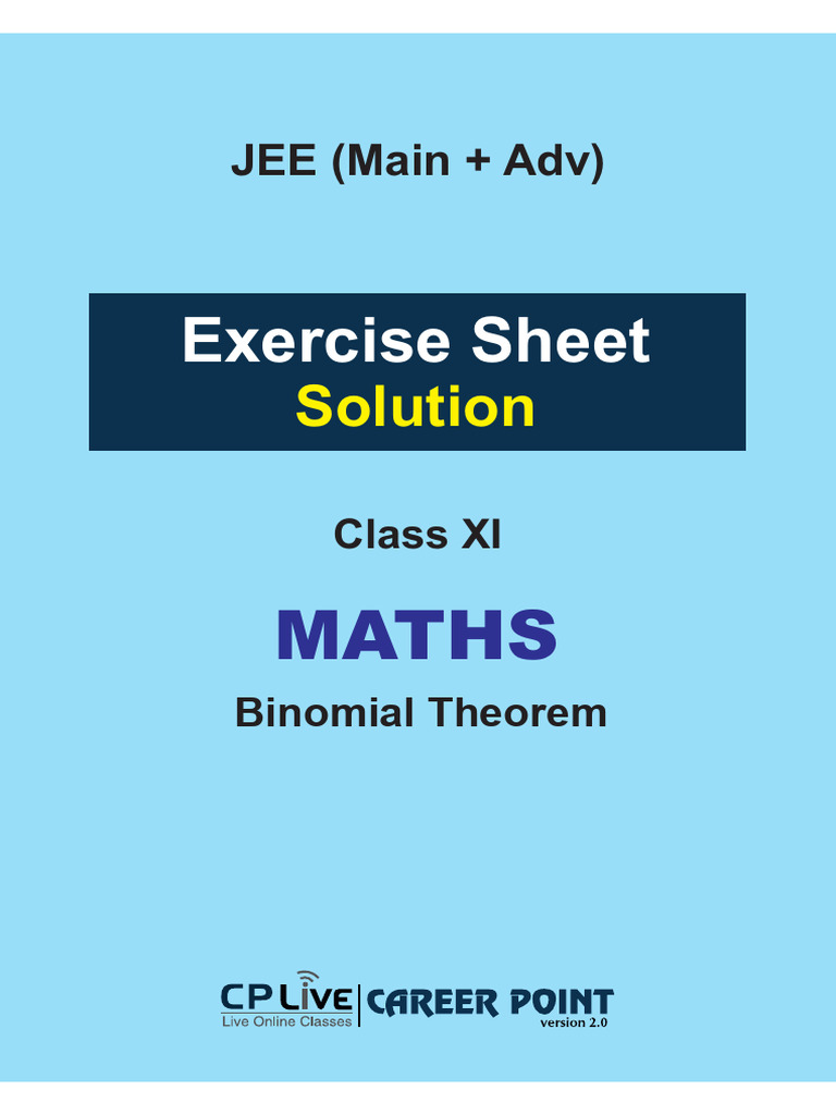 7016802maths (M-2A) Binomial Theorem (St. Sol.) JEE Class 11 | PDF ...