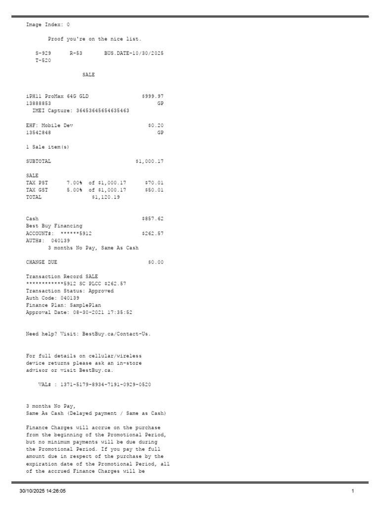 Best Buy Mobile Purchase Receipt | PDF | Best Buy | Gift Card