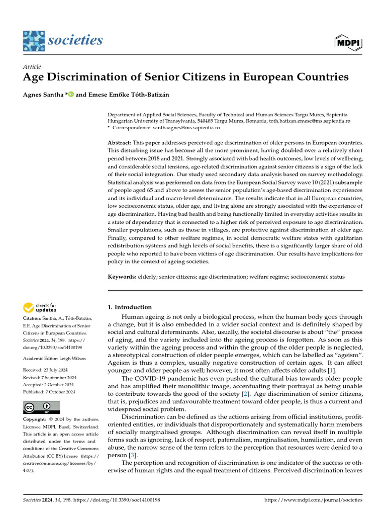 Age Discrimination Among Seniors in Europe | PDF | Logistic Regression ...