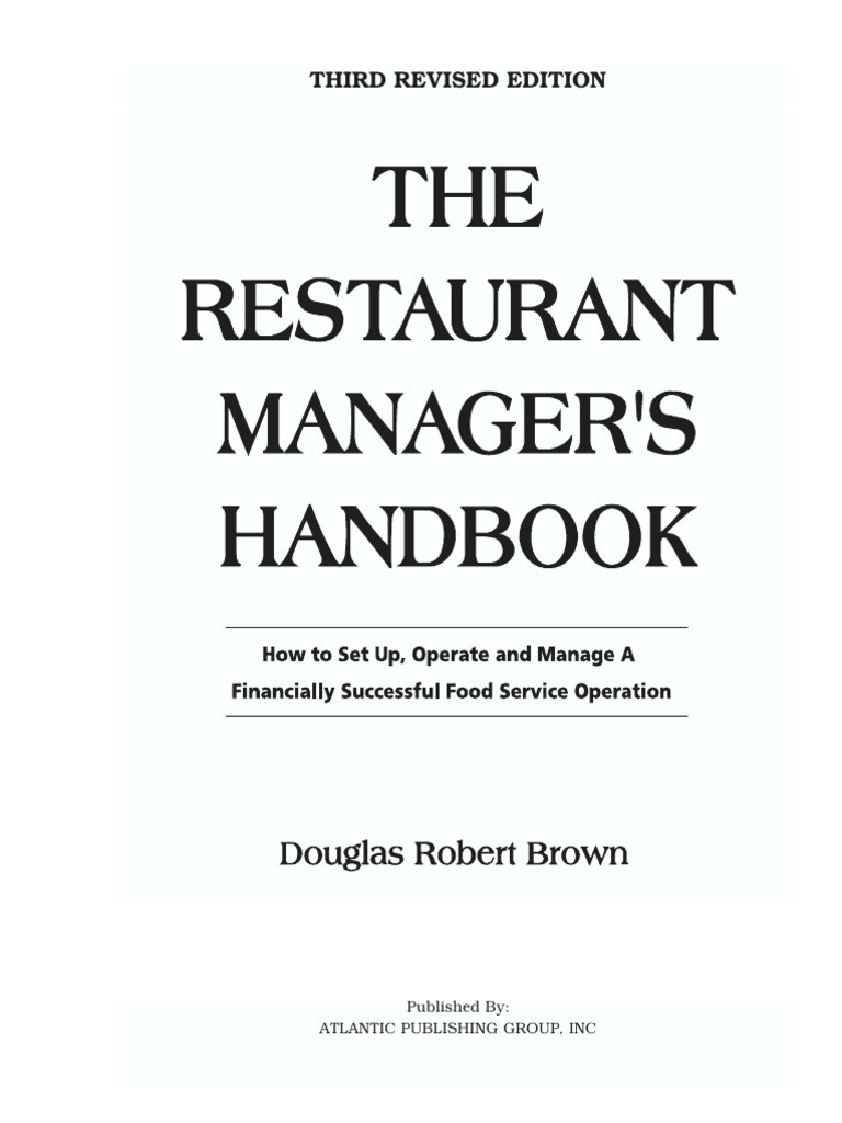 The Restaurant Manager S Handbook Brown | PDF | Fee | Cookware And Bakeware