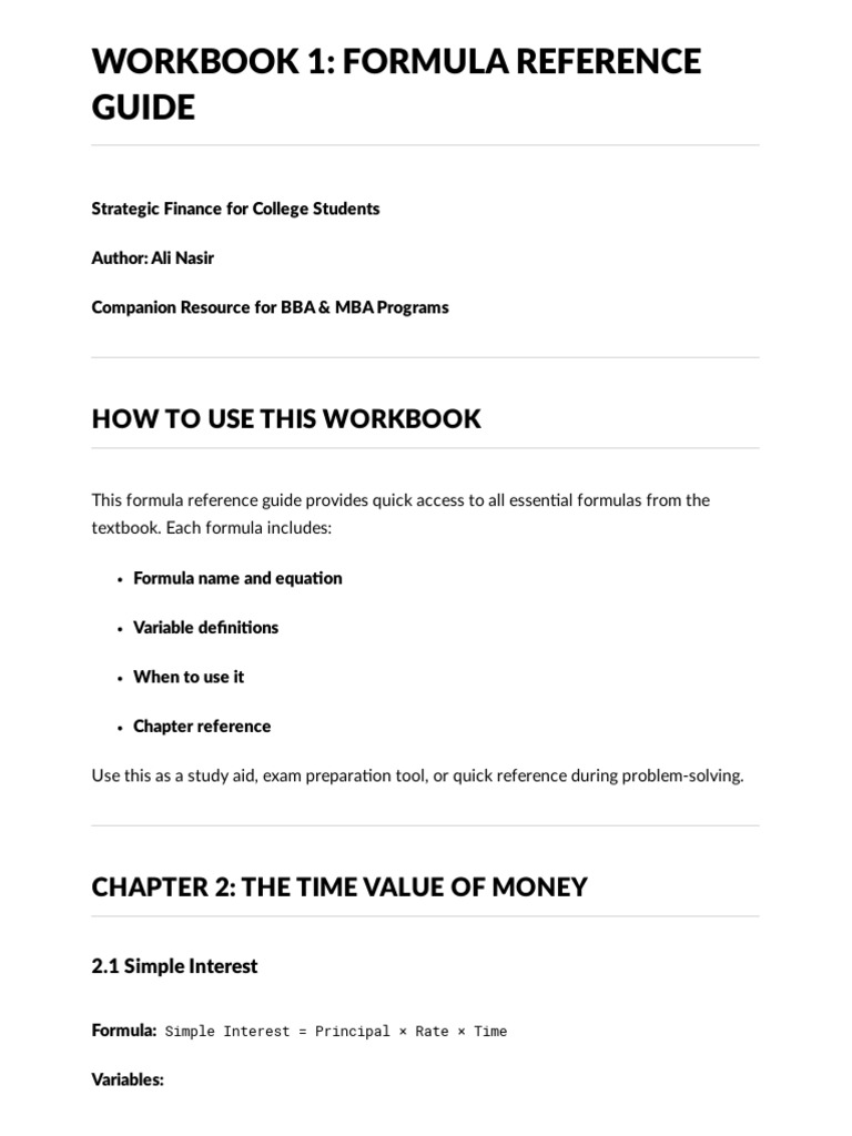 Essential Finance Formulas Workbook | PDF | Dividend | Net Present Value