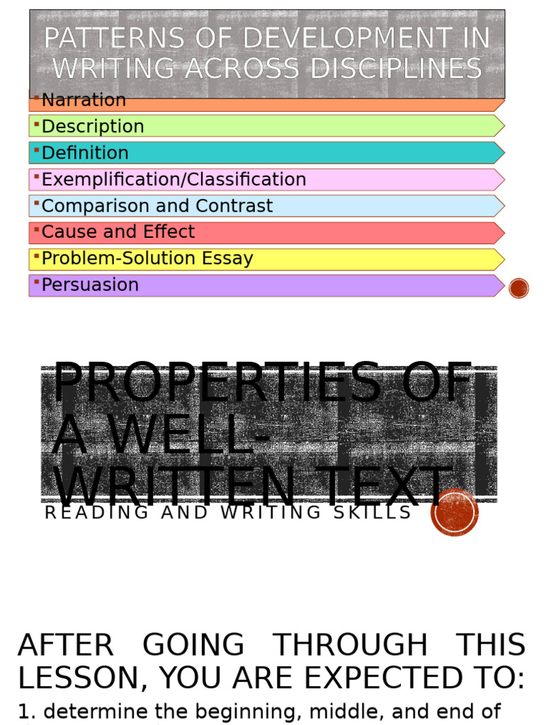 RWS Lesson 2 Properties of A Well Written Text | PDF | Essays | Paragraph