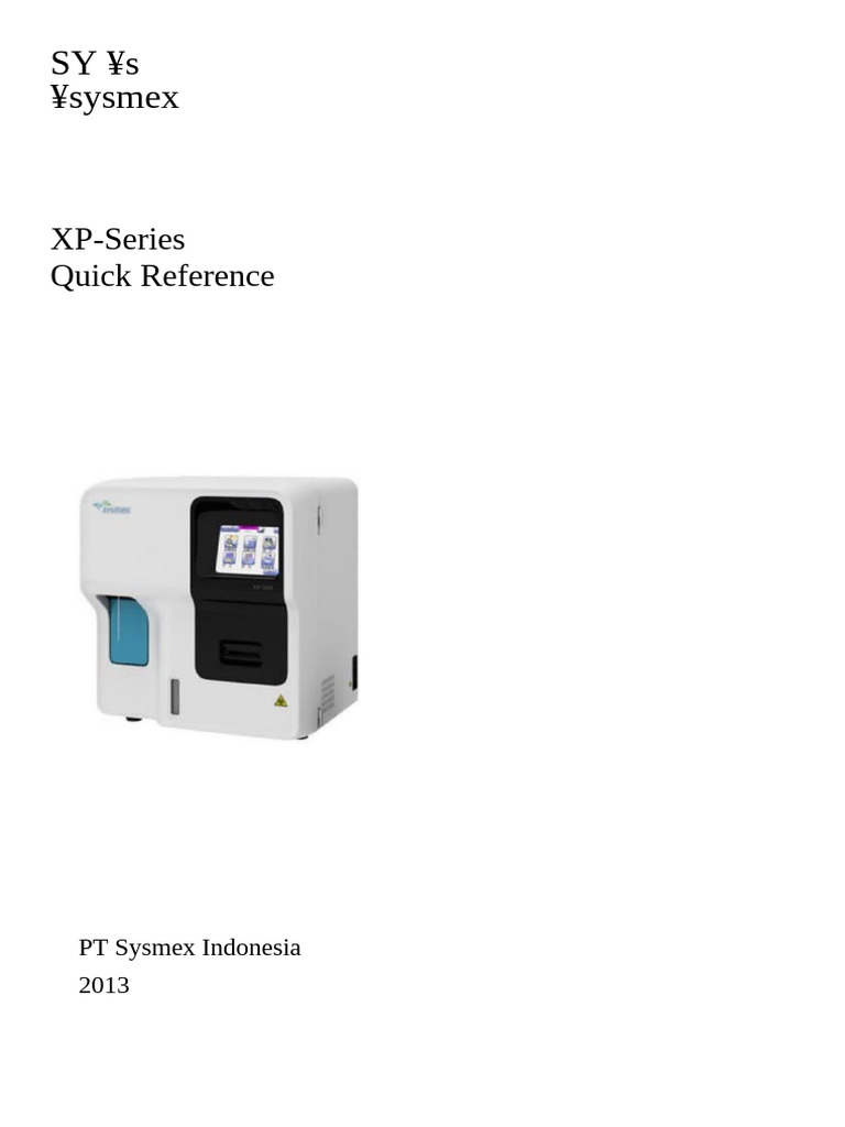 Panduan Pengoperasian XP-Series Sysmex | PDF