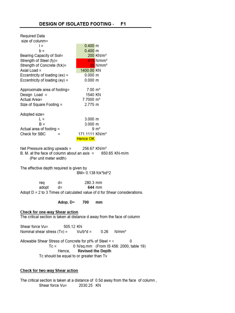 Isolated Footing Design and Analysis | PDF | Solid Mechanics ...