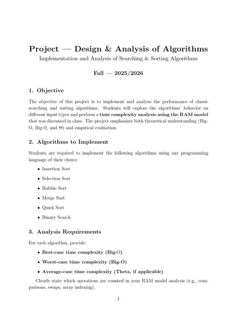 Searching & Sorting Algorithms Project | PDF