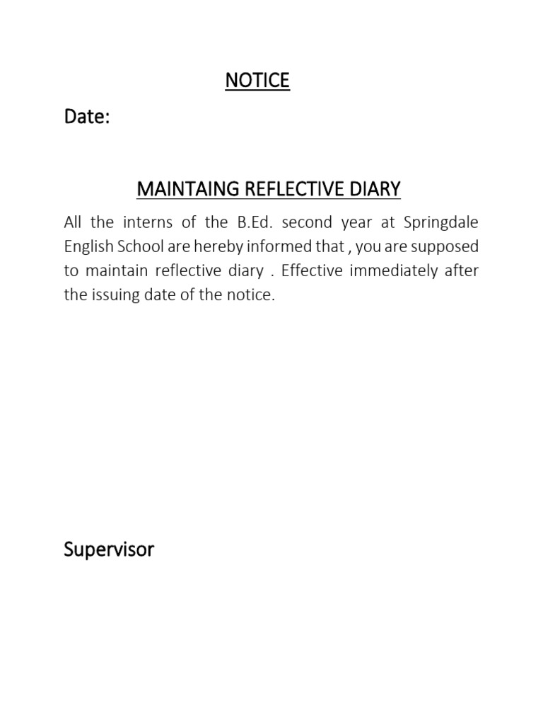 B.Ed. Interns: Reflective Diary Notice | PDF