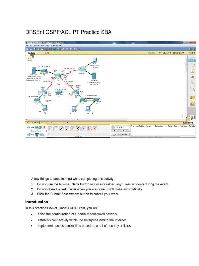 OSPF and ACL Configuration Lab Guide | PDF | Ip Address | Router ...