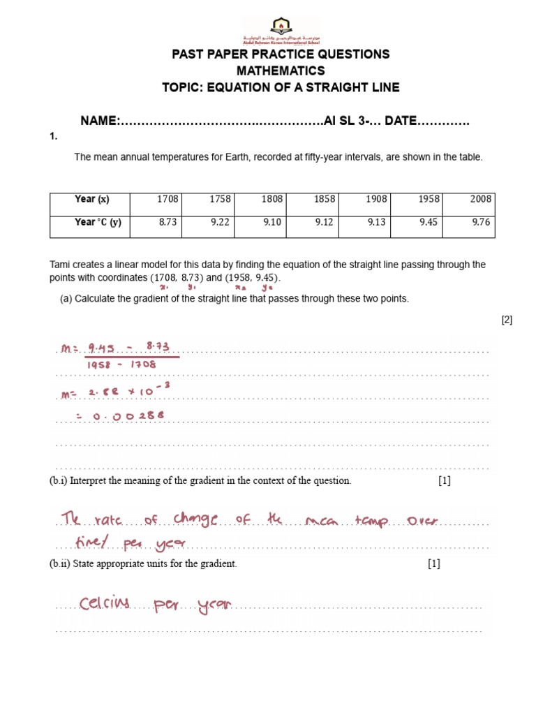 Mathematics Practice: Straight Line Equations | PDF | Applied ...