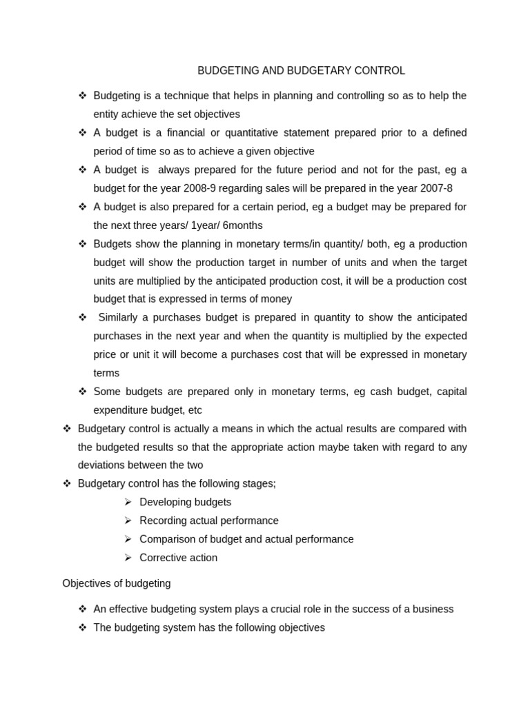 Budgeting and Budgetary Control | PDF | Budget | Income Statement