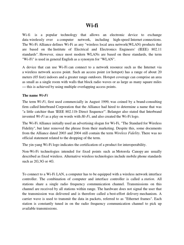 The Name Wi-Fi | PDF | Technology & Engineering