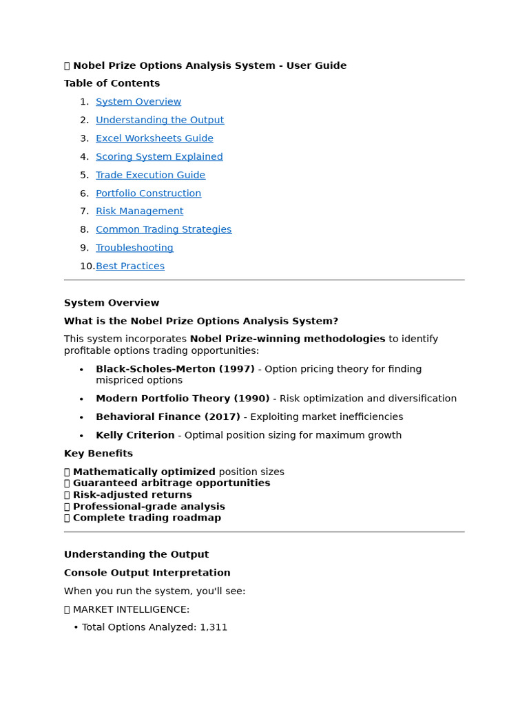 Nobel Prize Options Trading Guide | PDF | Greeks (Finance) | Option ...