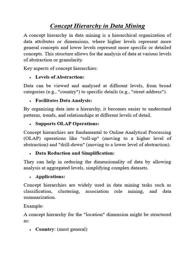 Concept Hierarchy - Discritization in Data Mining | PDF | Data | Hierarchy