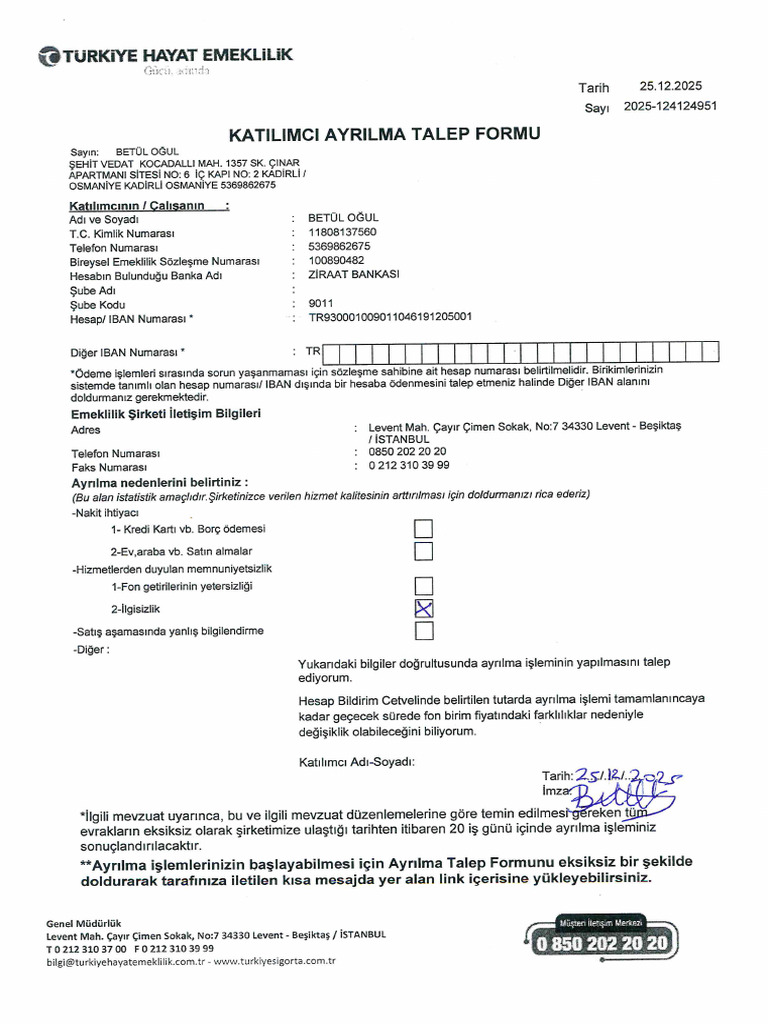 Ayrılma Talep Formu | PDF
