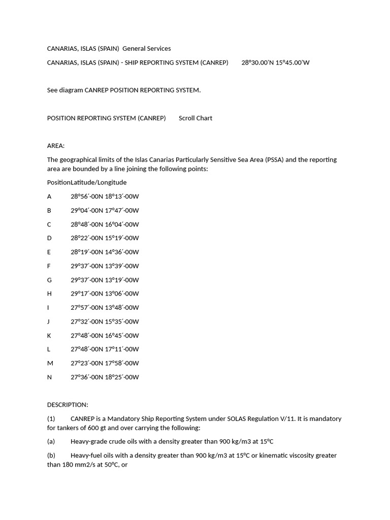 Canarias Ship Reporting System Guide | PDF | Ships | Water Transport