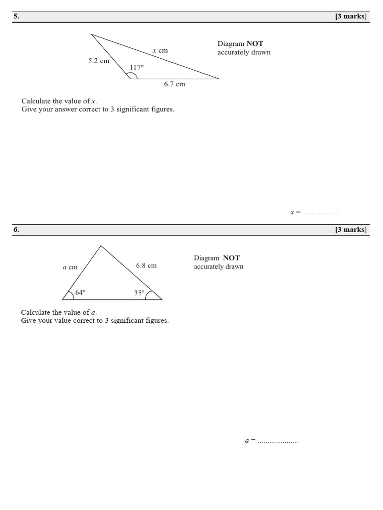 Solve for x and a in Geometry Problems | PDF