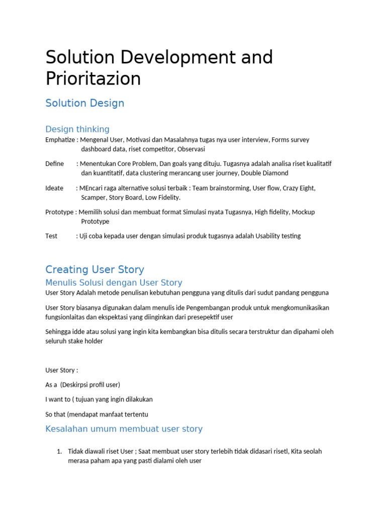 Solution Development and Prioritazion | PDF