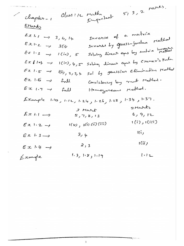 Class 12 Important Questions | PDF