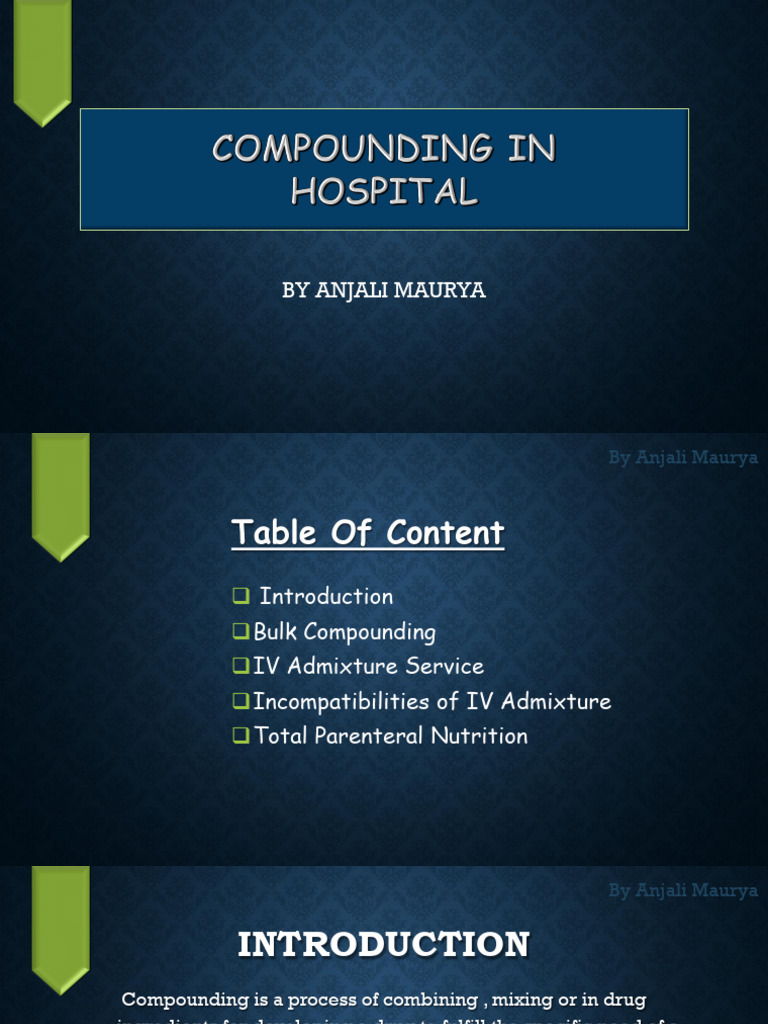 Compounding and IV Admixture Guide | PDF | Intravenous Therapy | Health ...