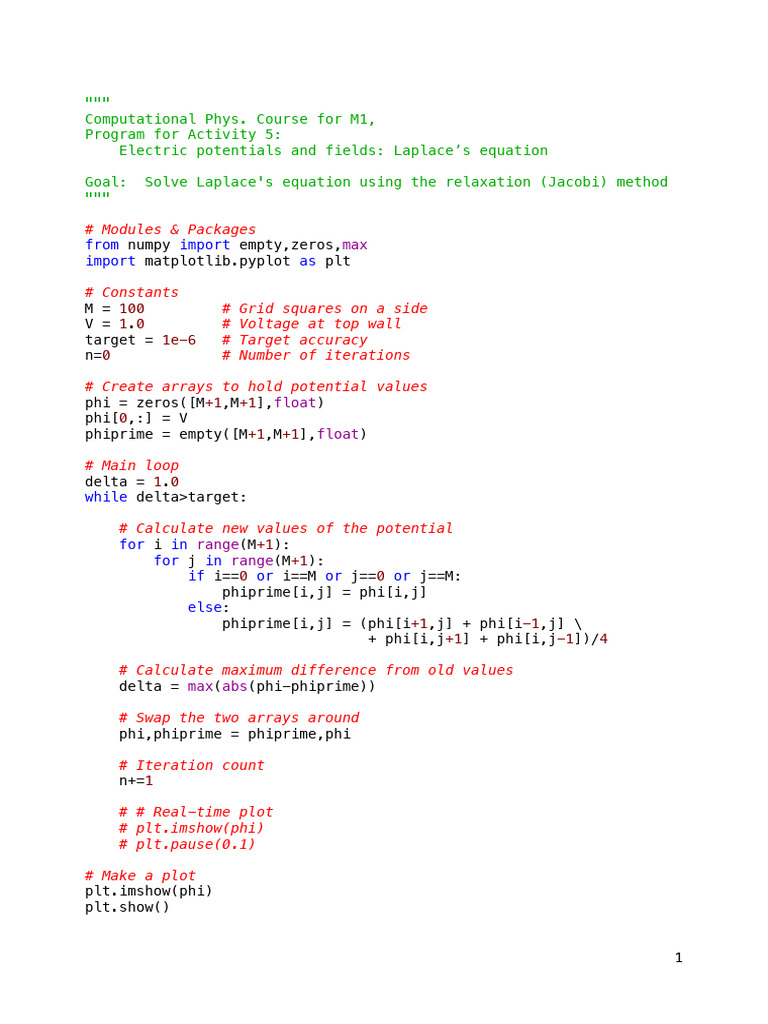 Solve Laplace's Equation with Python | PDF