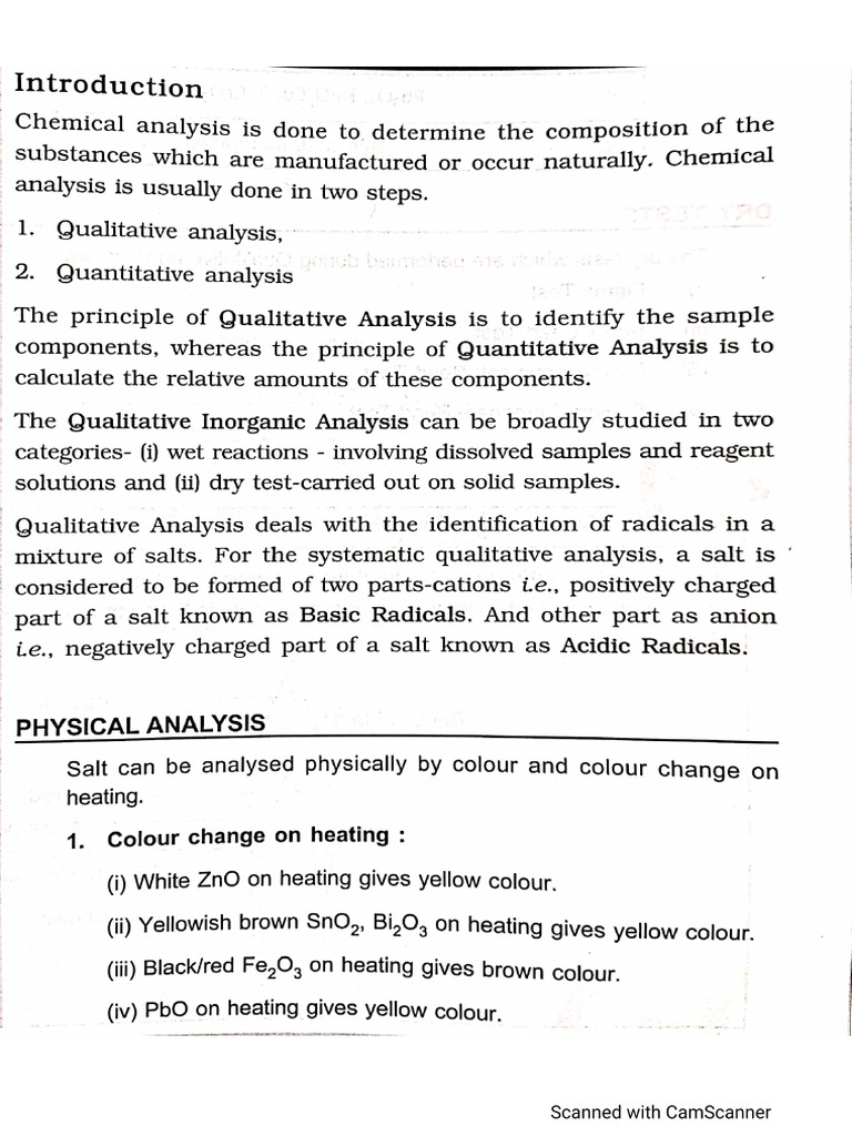 Salt Analysis Notes | PDF