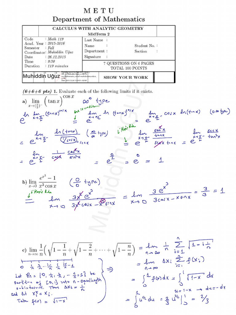 2015 1 MidTerm 2 Sol | PDF