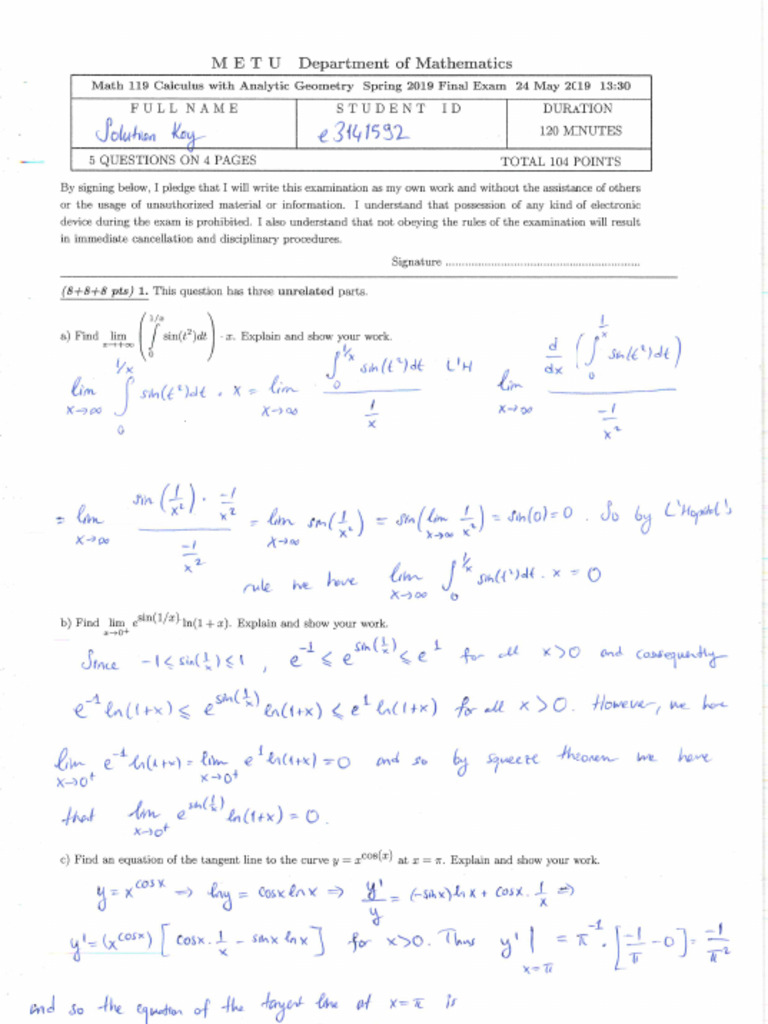 M 119 Final Sample Solutions | PDF