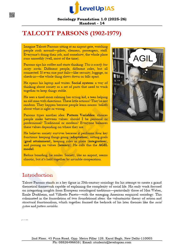 Talcott Parsons' Sociology Theories Explained | PDF | Sociology | System