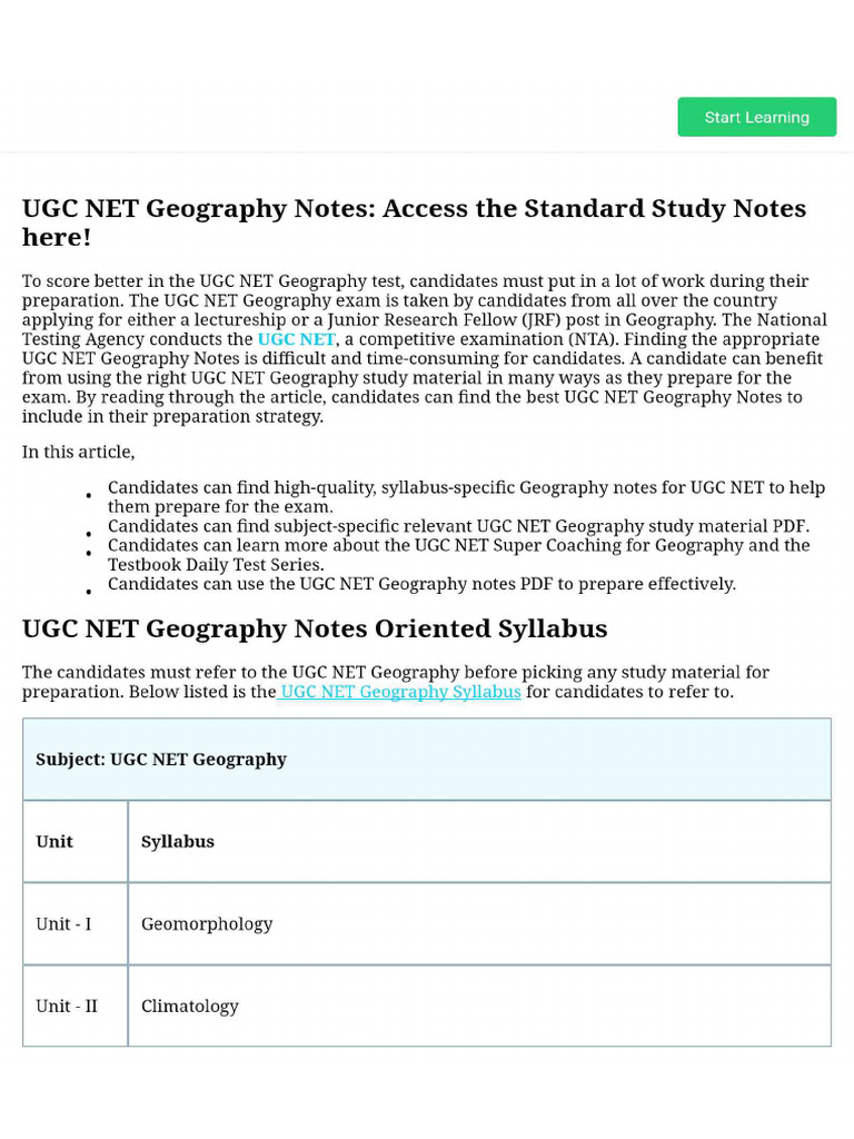 UGC NET Geography Notes | PDF