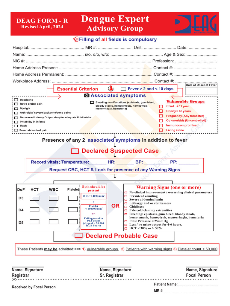 Dengue Case Assessment Form 2024 | PDF