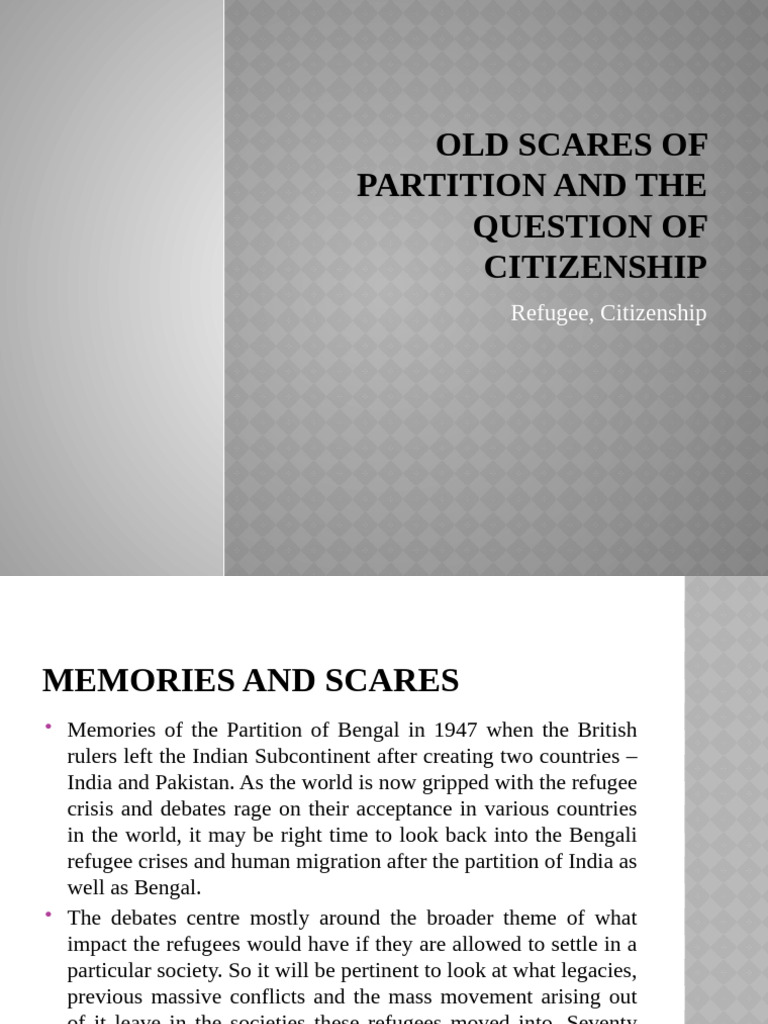 Old Scares of Partition and The Question of | PDF | Partition Of India ...