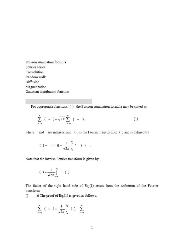 Poisson Summation Formula Explained | PDF