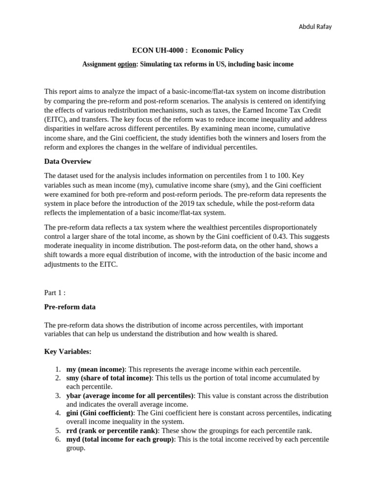 Econ Pol Assignment | PDF | Progressive Tax | Taxes