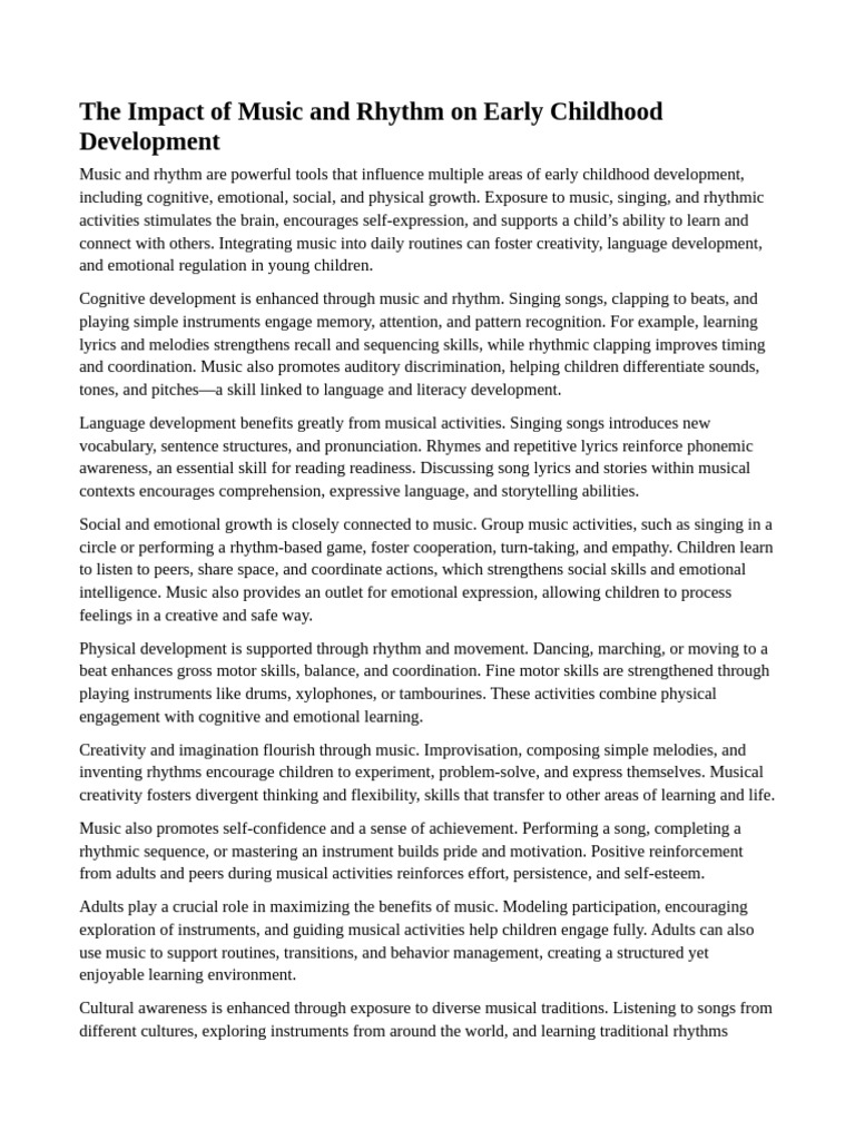 The Impact of Music and Rhythm On Early Childhood Development | PDF ...