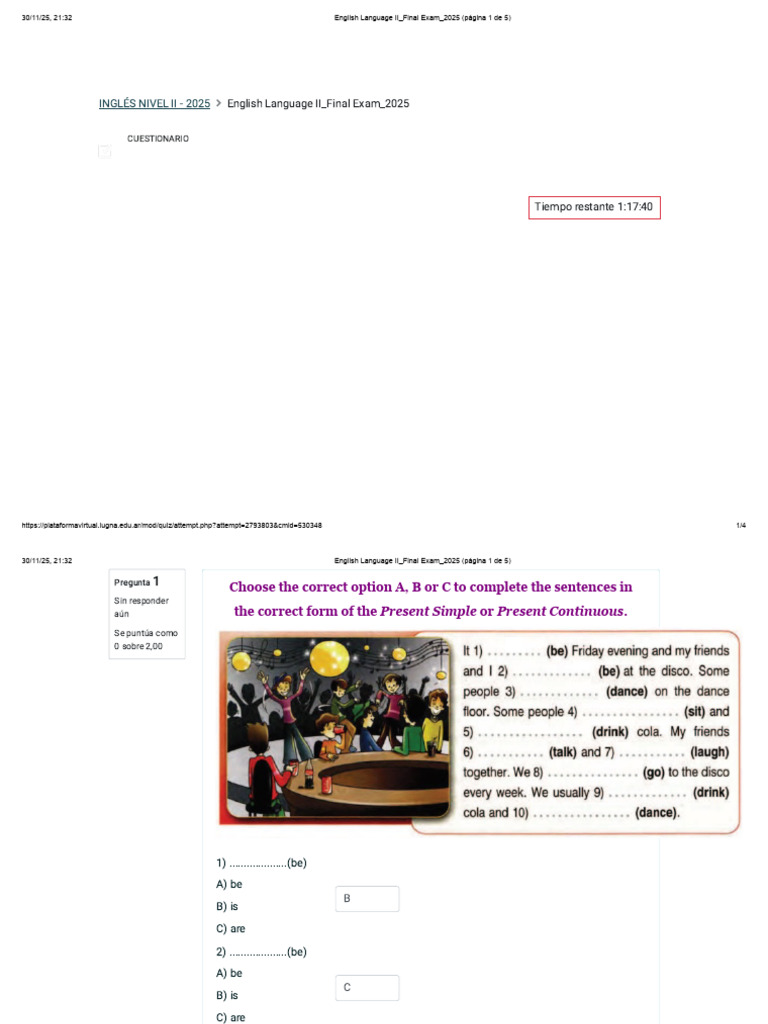English Language II - Final Exam - 2025 (Página 1 de 5) | PDF