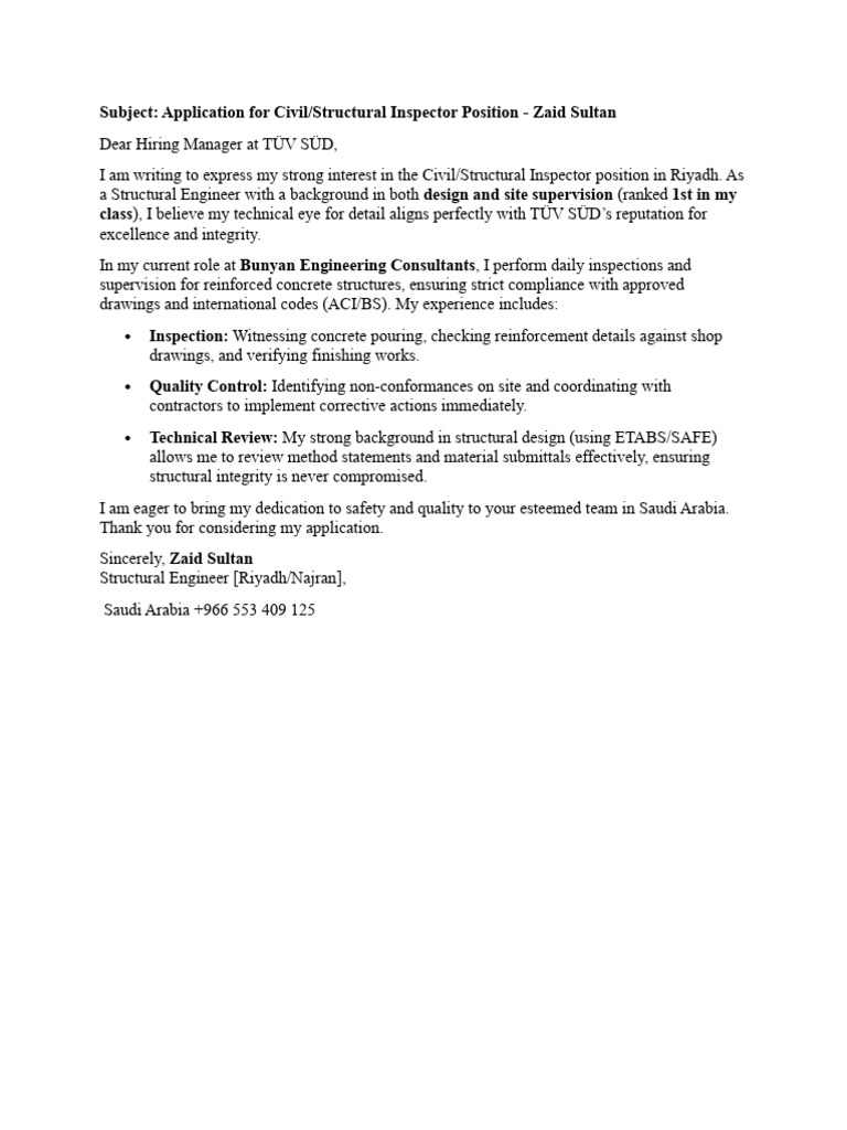 Civil/Structural Inspector Application | PDF