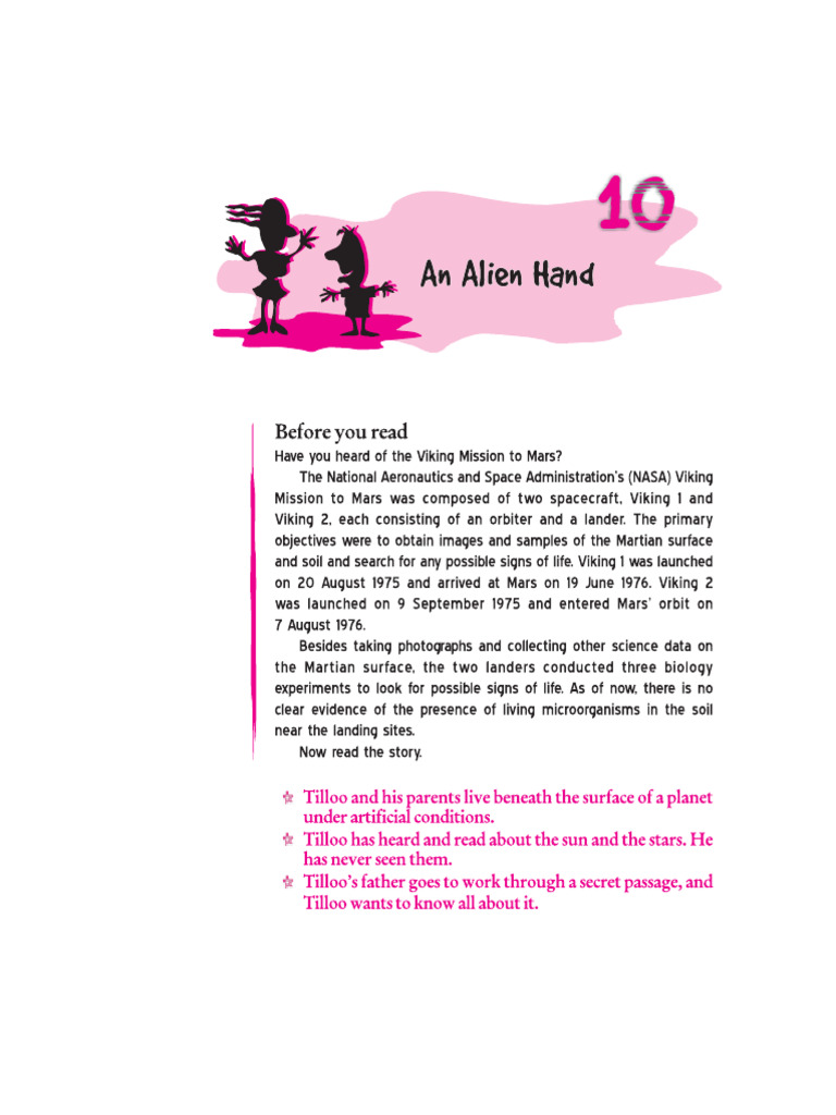 Class 7 English An Alien Hand Chapter 7 An Alien Hand | PDF