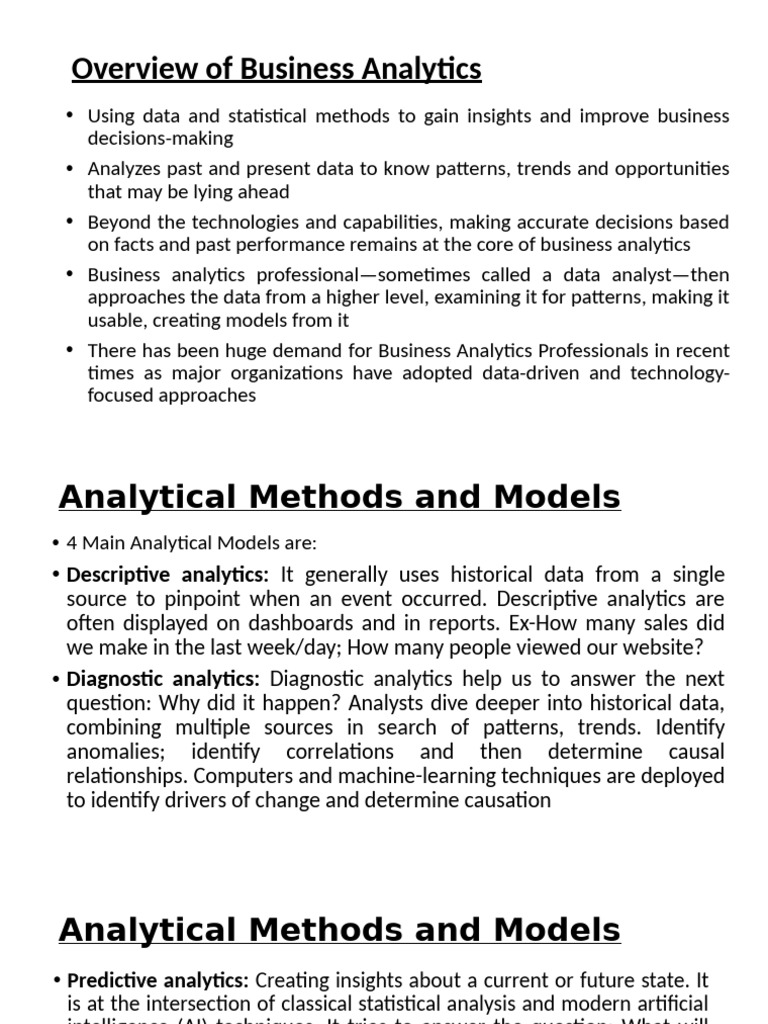 Business Analytics Overview and Techniques | PDF | Mathematical ...