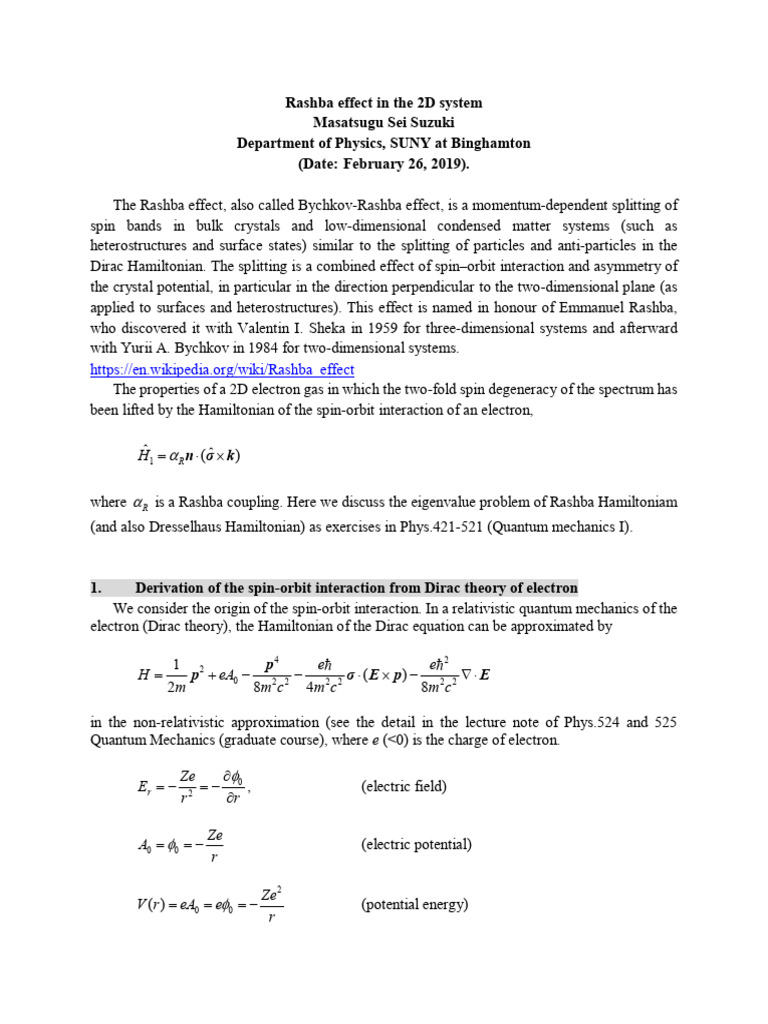 45 Rashba Effect in The 2D System | PDF | Physical Phenomena | Physics