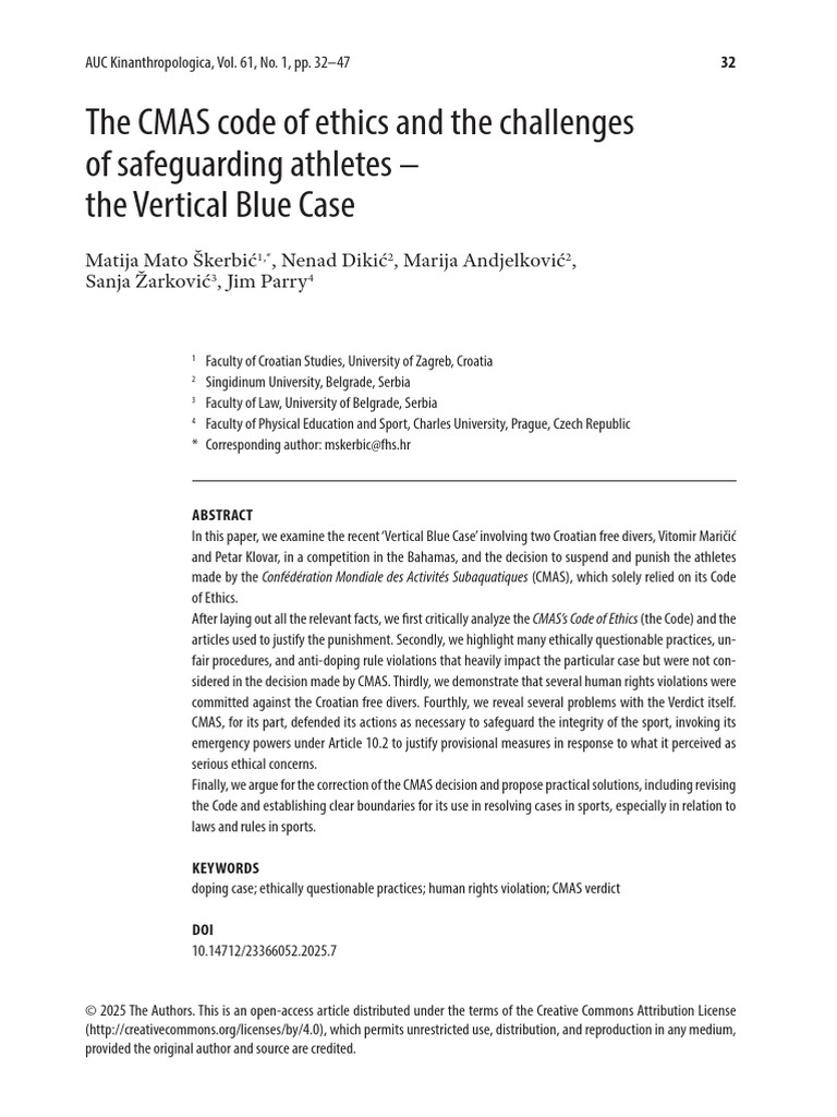 CMAS Ethics and Athlete Safeguarding Issues | PDF | Doping In Sport ...