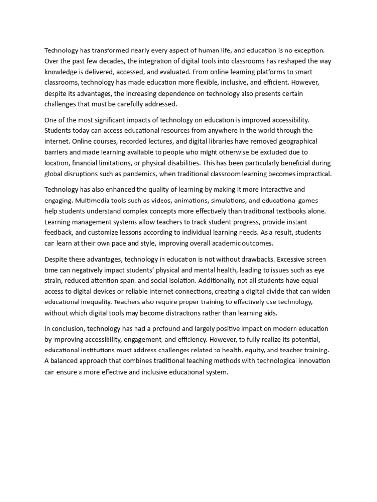 The Impact of Technology On Modern Education | PDF | Educational ...