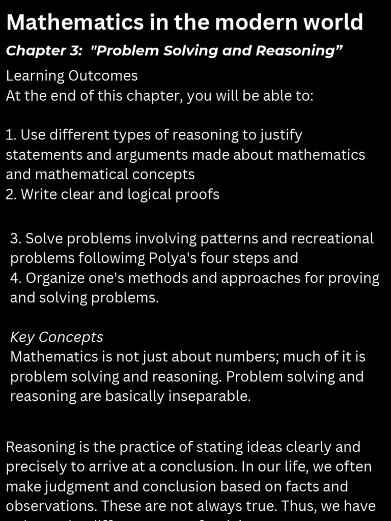Problem Solving and Reasoning in Math | PDF | Reason | Inductive Reasoning