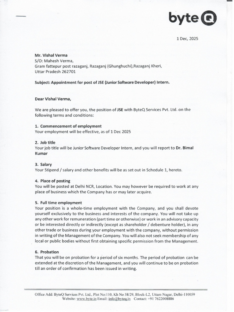 Offer Letter | PDF