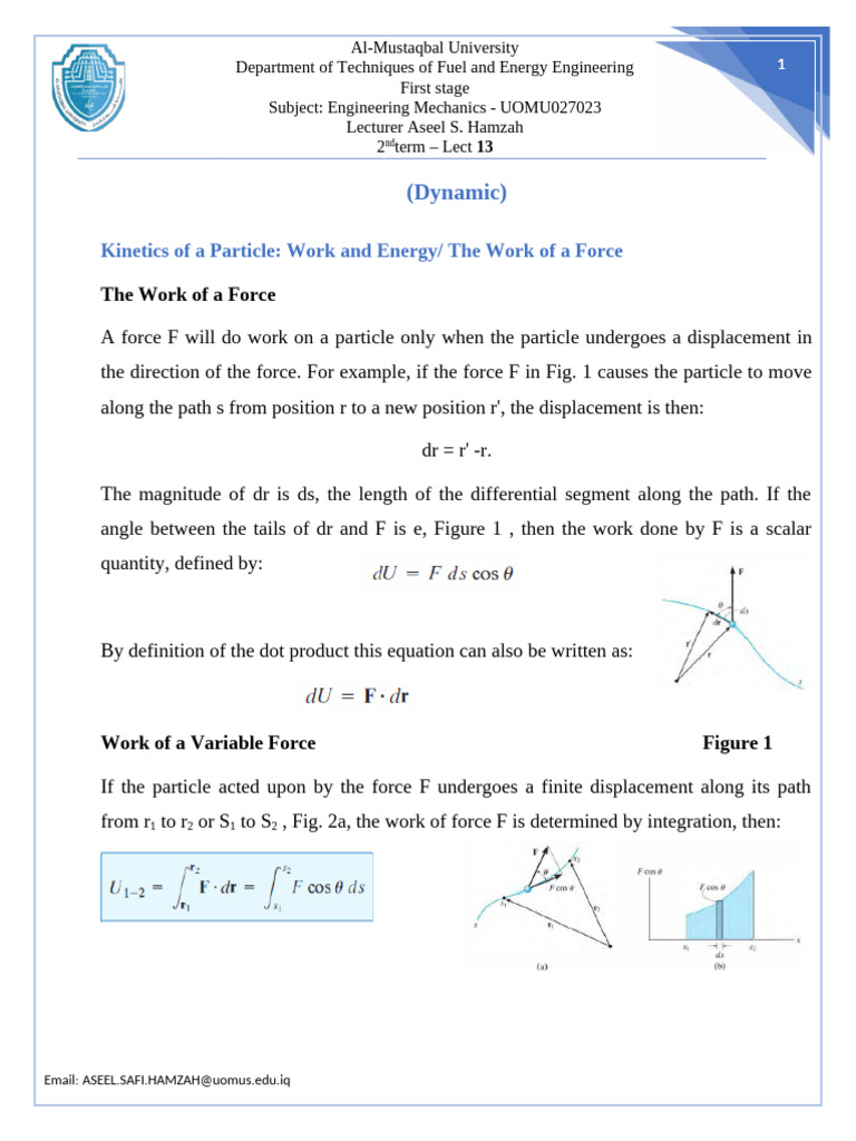 Work and Energy in Engineering Mechanics | PDF | Force | Physical Phenomena